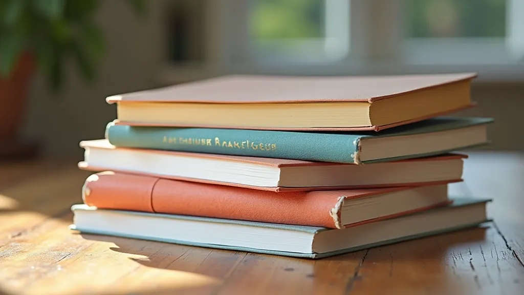 Stack of completed art journals showing progress and creative growth over time