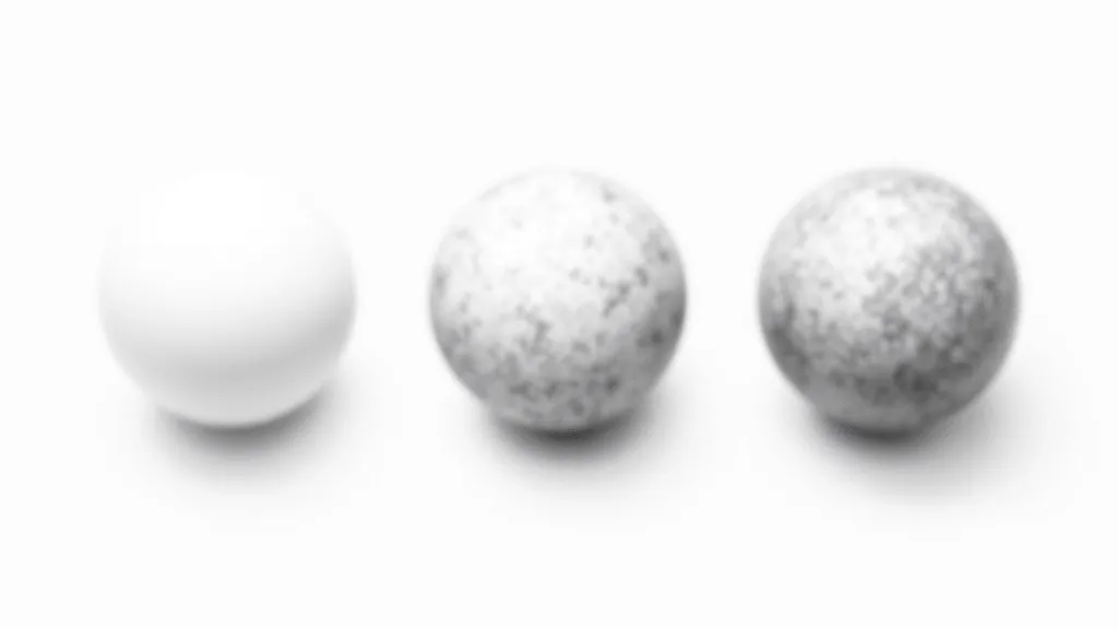 Three spheres drawn with increasing levels of shading from light to dark, showing tonal gradation